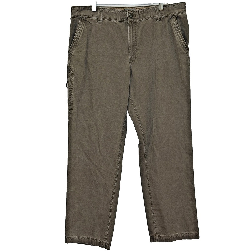 G.H. Bass Chino Duck Canvas Pants Mens Sz 38x32 Brown Straight Leg 100% Cotton